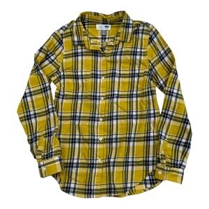 Old Navy Yellow Plaid Flannel Classic Button Up - Womens Size Small